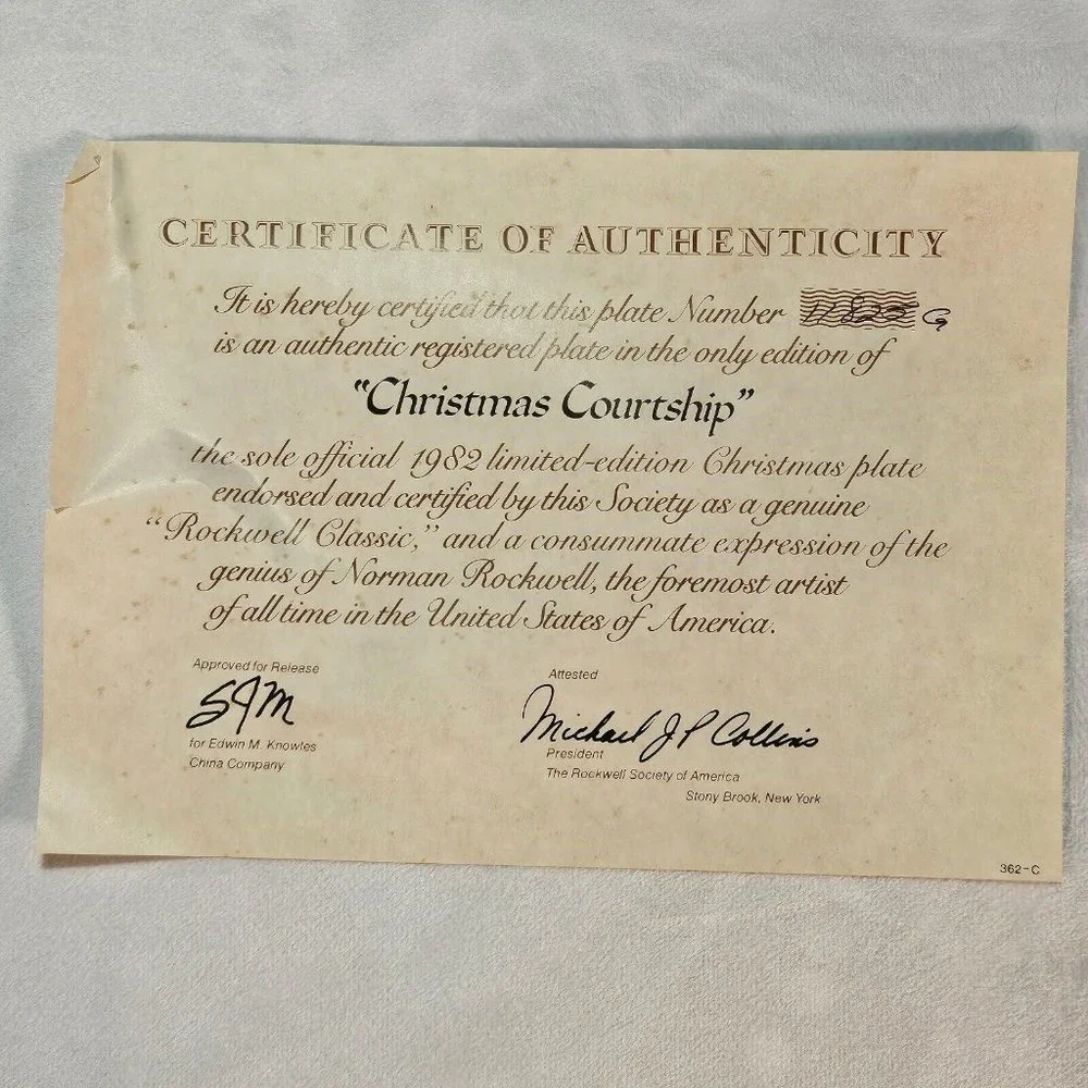 Vintage Norman Rockwell Christmas Courtship 1982 Collectors Plate NIB+COA (J71)